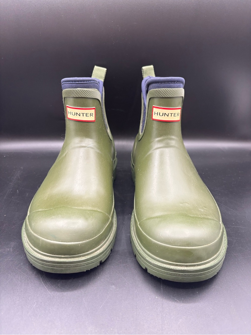 Hunter Target Collab Mens Boots Short Rain Weather Army Green Size 8